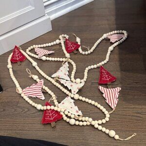 Festive Red and White Christmas Garland - TWO 6 in each